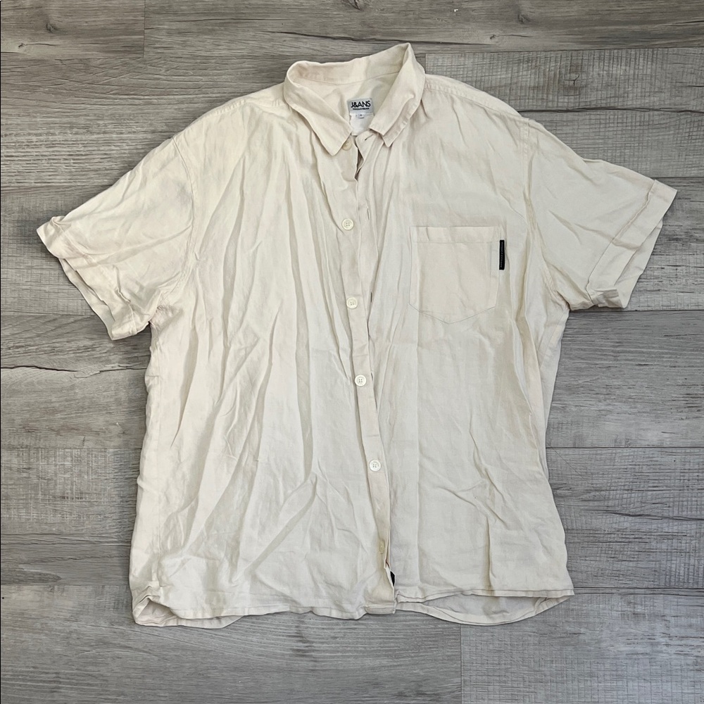 Dolce & Gabbana Cream Short Sleeve Button-Down Shirt